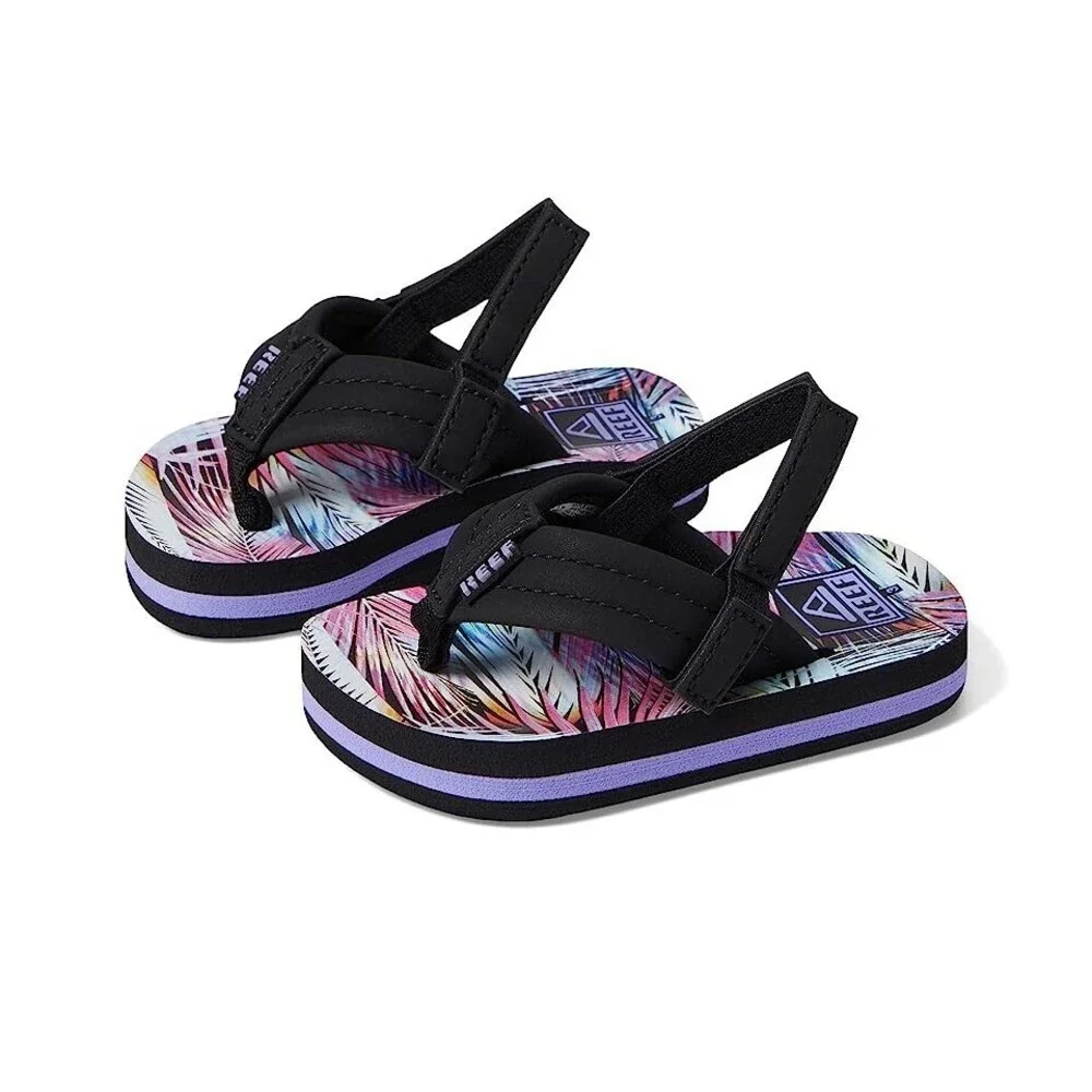 Reef Little Ahi CJ2041 Sandals Toddler 4 Palm Fronds Slip On Flip Flop JOBB2120